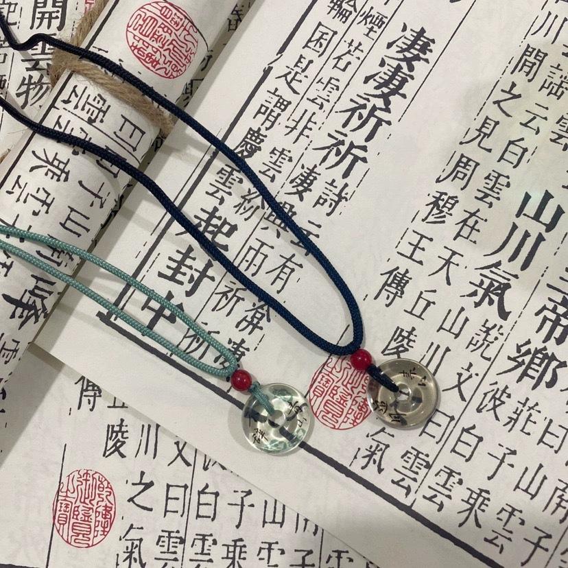 Original design Guochao Chinese character safety buckle necklace female antique design colorless washable necklace