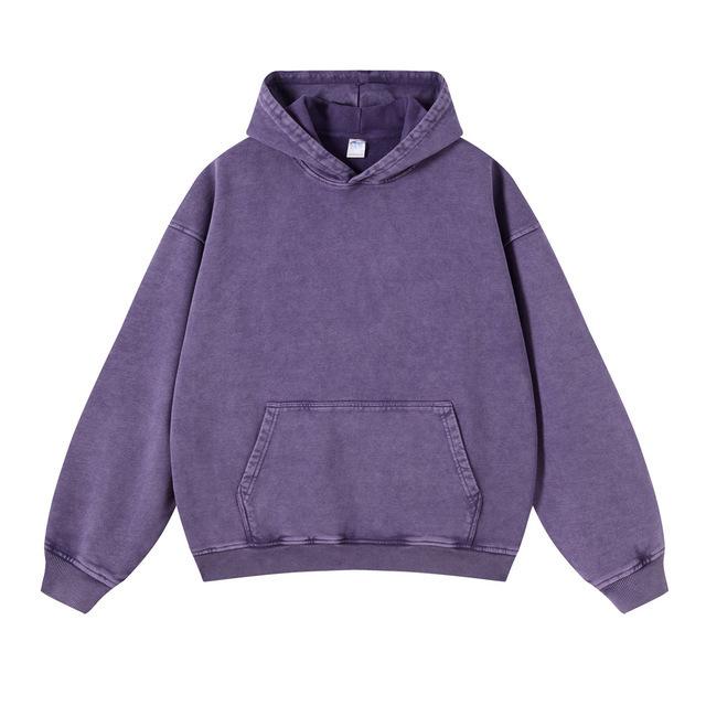 Młodzieżowa Wiosenno-Jesienna Sprana Kurtka z Kapturem w Stylu Vintage, Luźny Krój, Retro Przystojna Bluza
