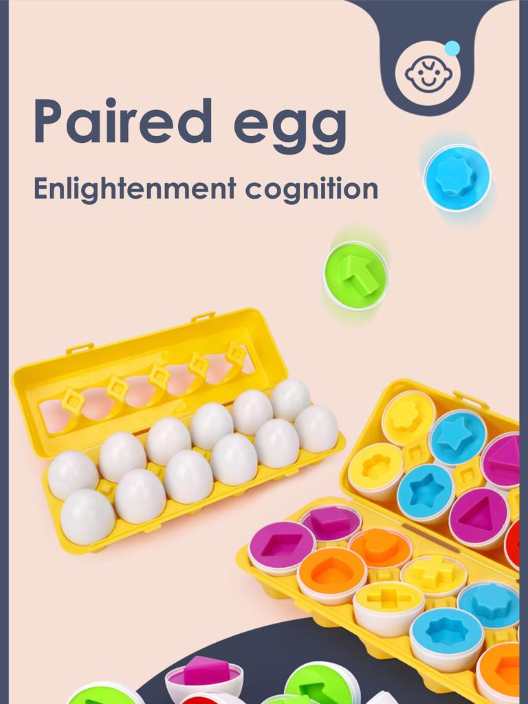 Non-Toxic 6Pcs Baby Smart Eggs Montessori Educational Toys For Children Color Shape Matching Recognize Toddler Intelligent Learning