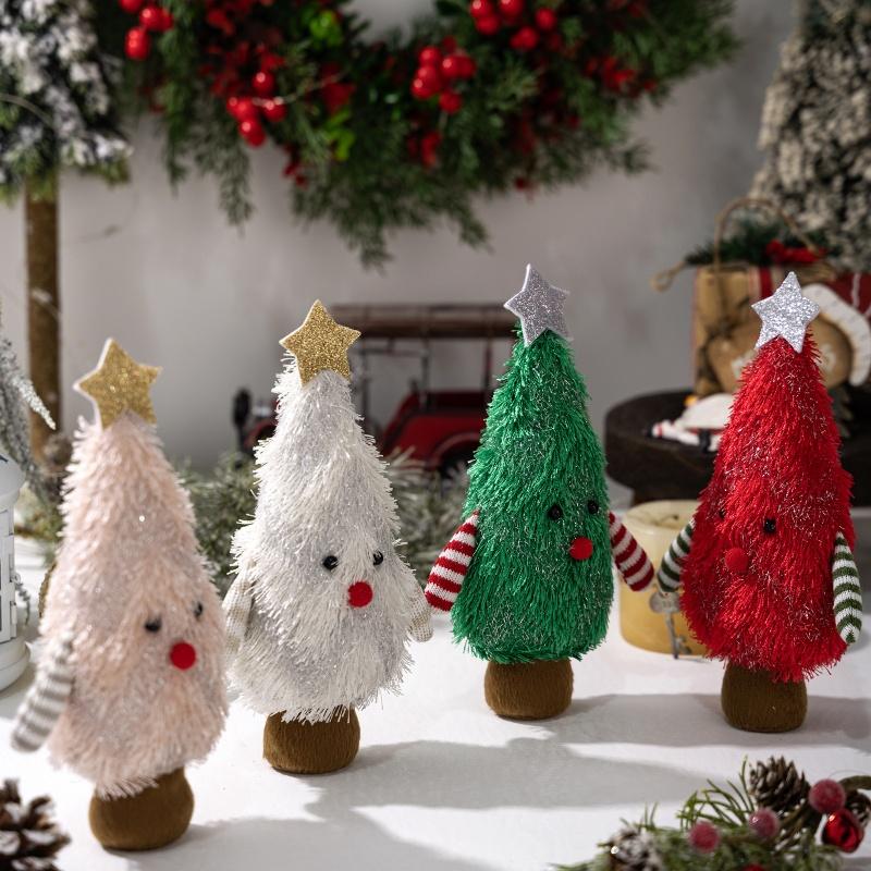 1Pc Christmas Decoration Products Creative Christmas Tree Shaped Doll Ornament 3D Christmas Tree Desktop Decoration Tree