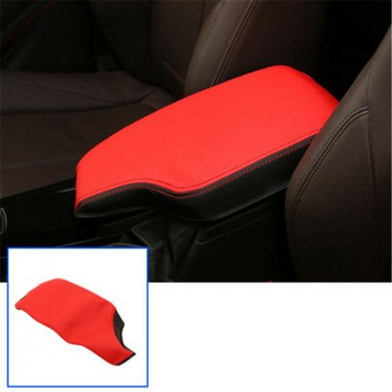 Red + Black Microfiber Leather Car Central Armrest Box Cover Case For BMW F30 3