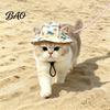Cat Hat for Outdoor Activities Beach Hat, Summer Cap with Ear Holes, Adjustable Pet Lightweight Sun Small Dogs Cats Protection Non Slip