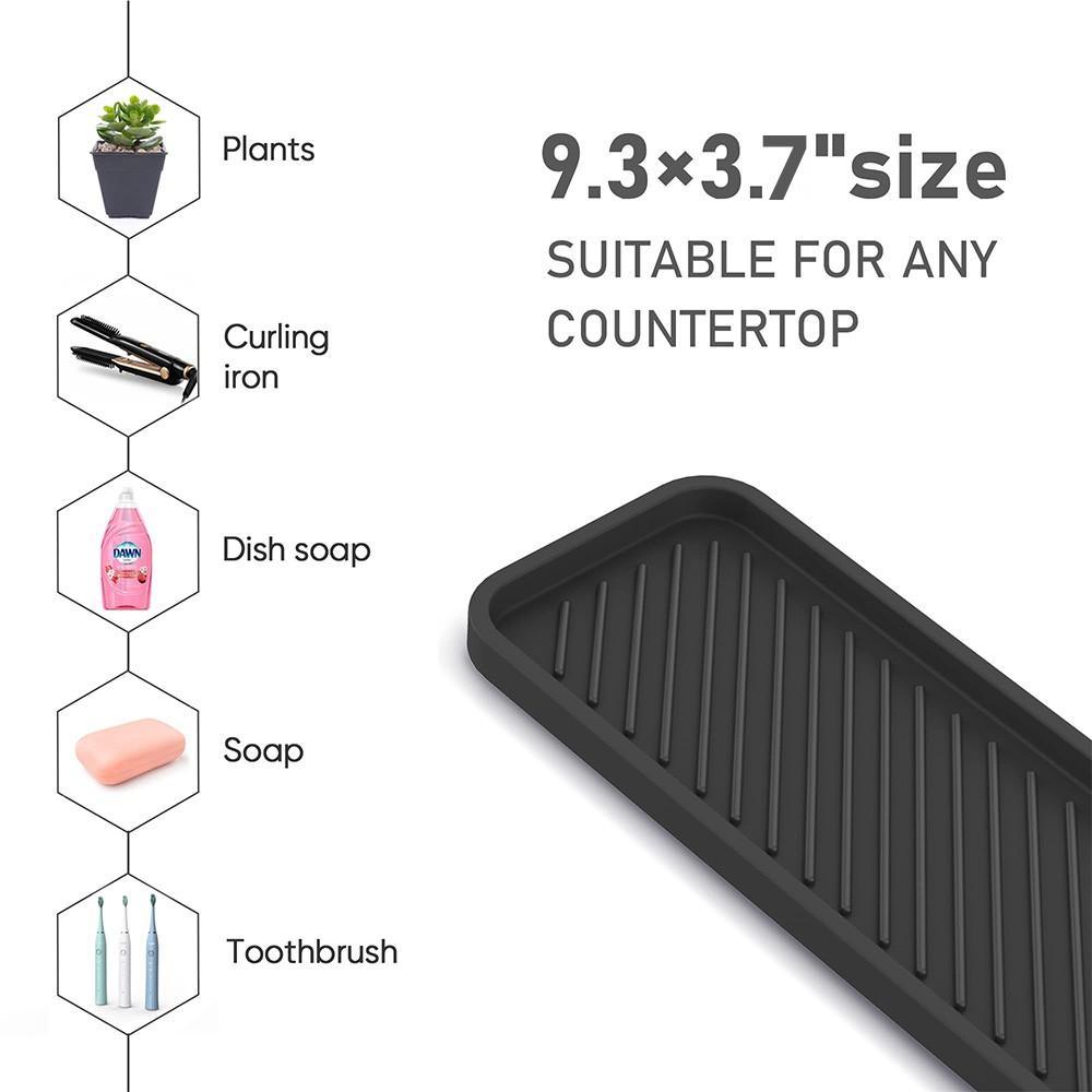 Silicone Drain Tray Soap Pad Bathroom Countertop Storage Tray Draining Pad Kitchen Sink Sponge Holder Soap Dispenser Tray
