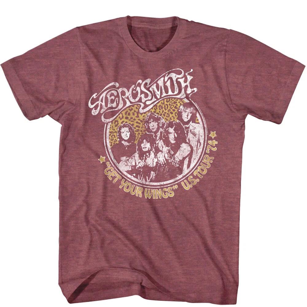 Aerosmith Get Your Wings US Tour 74 Men s T Shirt Leopard Rock Band Album Merch 3XL