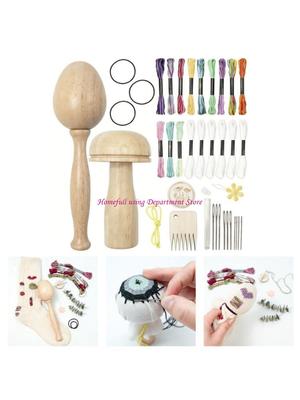 Professional Sewing Set with Eggs Knitting Tool and Wooden Darning Mushroom for Repair Socks Sweaters Scarf Jeans
