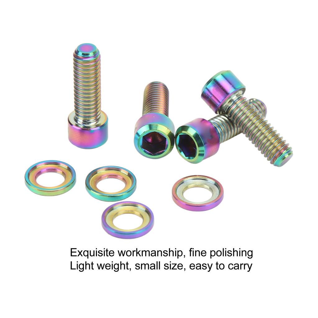 4 Sets Disk Brake Screw Washers Set M6 18mm Firm Connection Rustproof Light Ti Alloy Disk Brake Fixing Screw Set