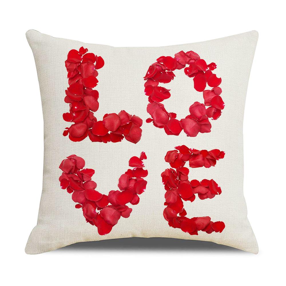 New Valentine's Day Romantic Love Rose Short Plush Pillow Cover Home Sofa Atmosphere Decorative Cushion Cover