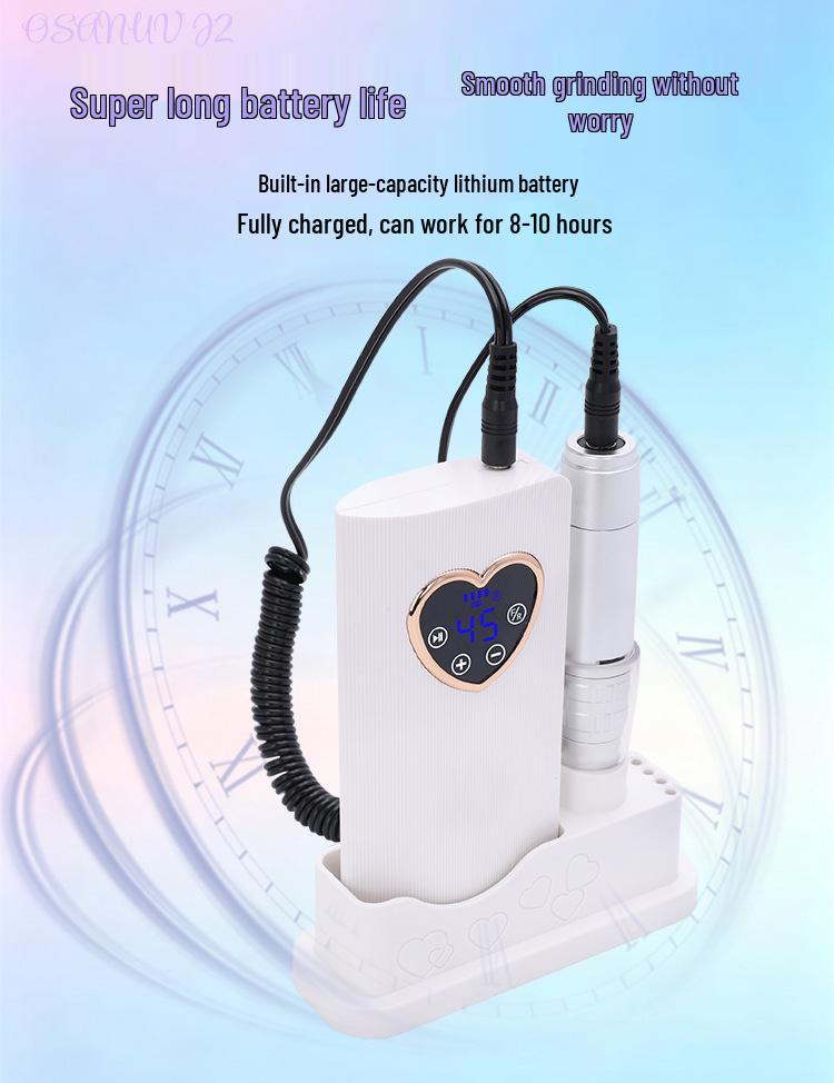 Portable Rechargeable Nail Art Machine 45000 RPM - Smart Silent Grinding & Shaping Tool for Nail Salons