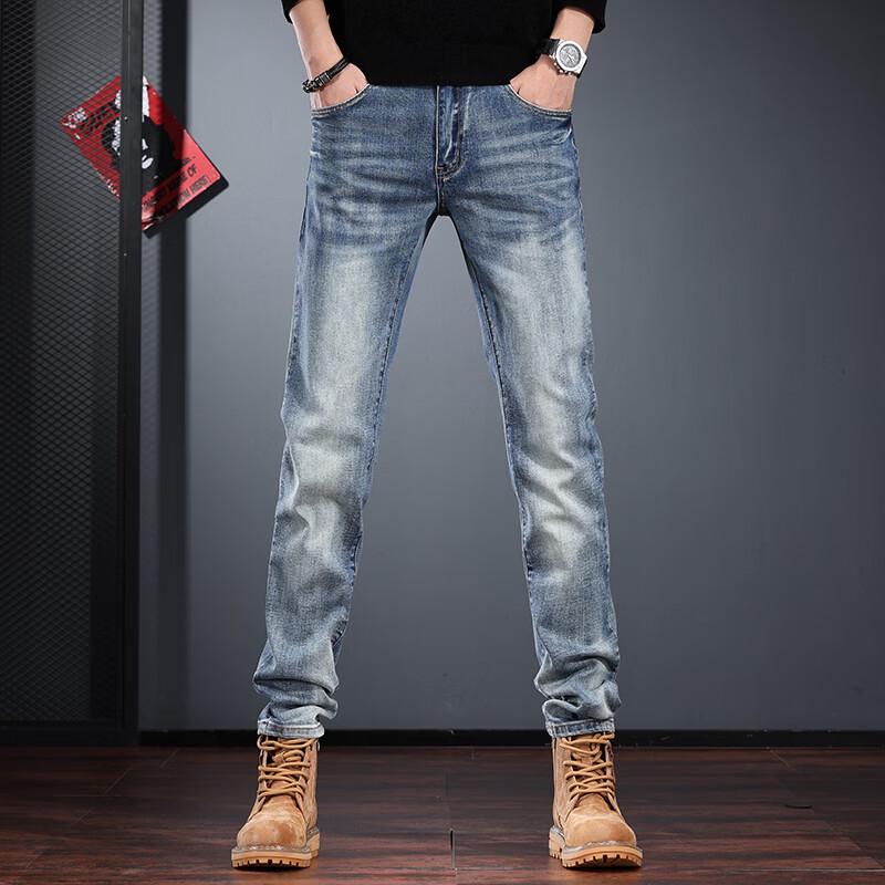 

Men s Retro Washed Slim Fit Tapered Jeans 38