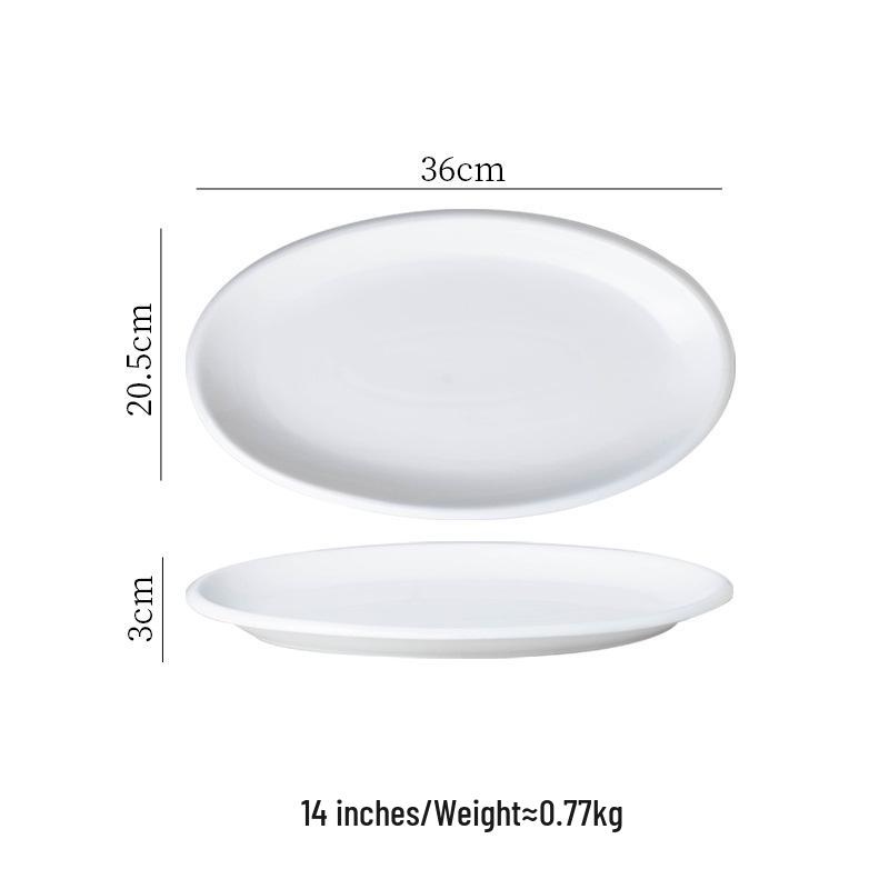 Extra Large Thickened White Ceramic Oval Fish Plate for Steamed Fish