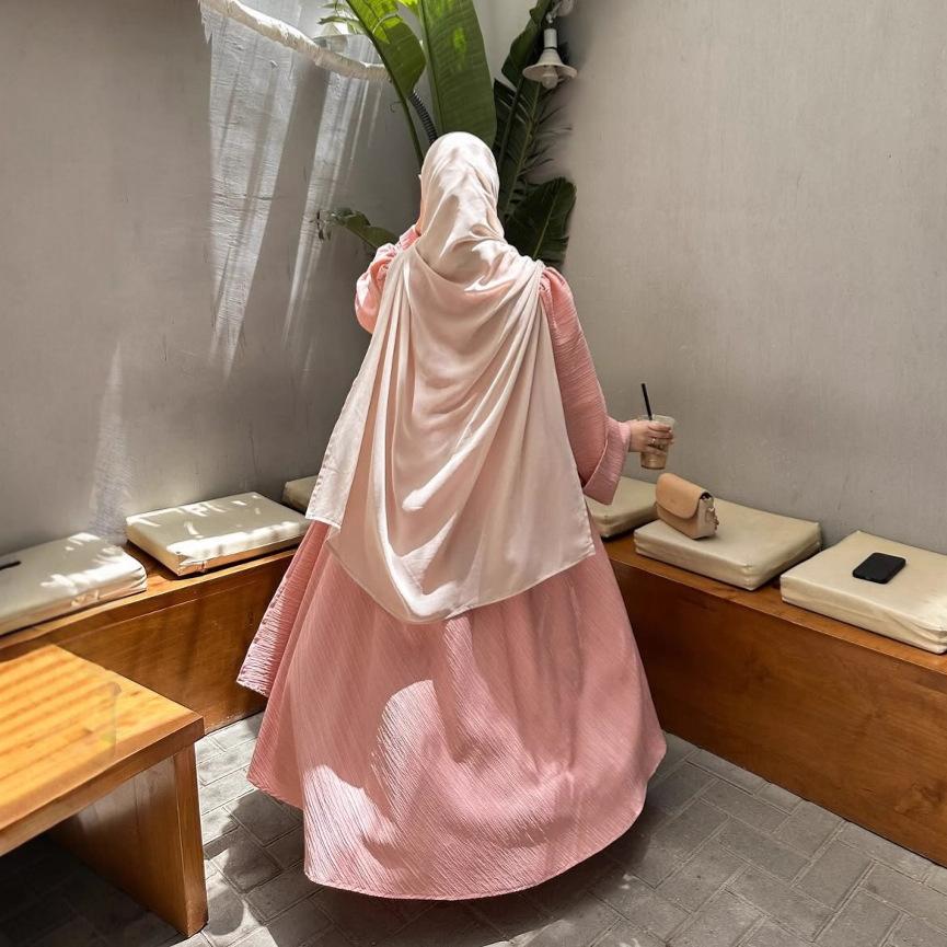 Nuova Moda Donna Araba Medio Orientale Tessuto Pieghettato Ampia Taglia Larga Abito Robe Gonna Casual