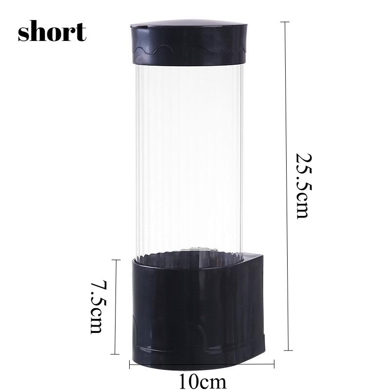 

Disposable Paper Cup Holder Wall Mounted No Drill Cup Dispenser Plastic Dustproof Home Cup Stand short чорний