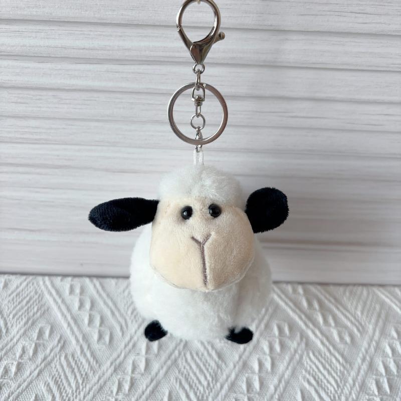 Plush Sheep Fluffy Keychain Smooth Metal Buckle Lovely Cartoon Pendant for Backpack School Bag Decor Kids Birthday Gifts