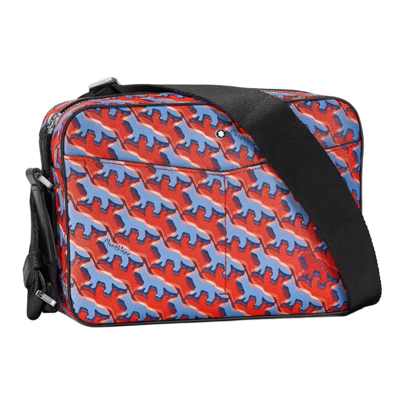 

Montblanc X Maison Kitsuné Collaboration Hexagonal Logo Print Leather Messenger Bag Men bags Orange 129015 Shopping Bag Set(Basic Set+Shopping Bag)