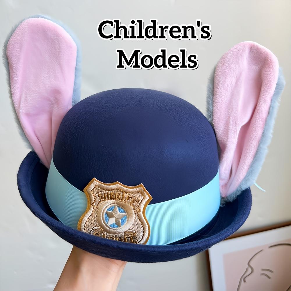 Sheriff Cap Featuring Bendable Bunny Ear Movie Cosplay Costume Attachment Spooky Holiday Costume Celebration Anime Rabbit Police Officer Headwear