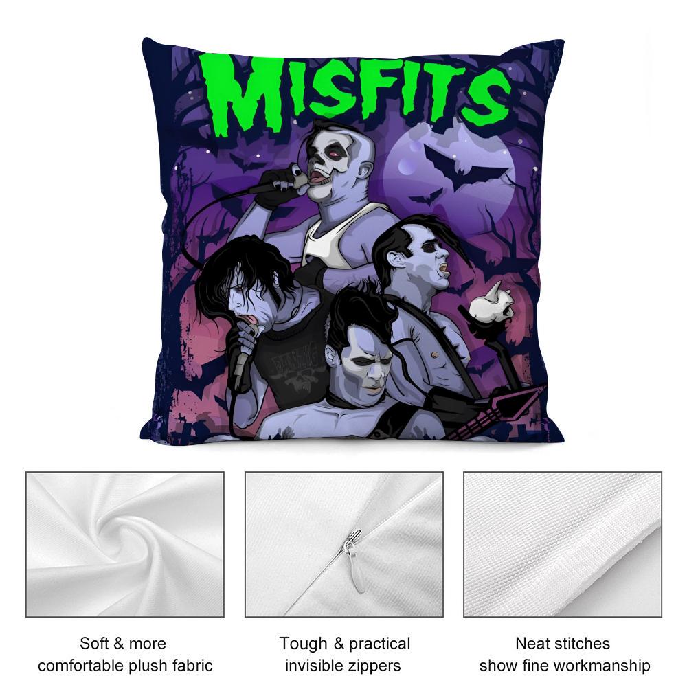 Funda de almohada Punk M-MisfitsS Rock Band, antiácaros, con cremallera invisible, de felpa corta y sedosa.