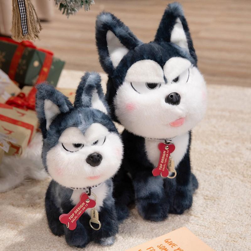 Sittande Husky Plyschleksak Doha Docka Mico Katt Svart Katt Gosedjur Mjuk Söt Kompis Present till Barn Födelsedag
