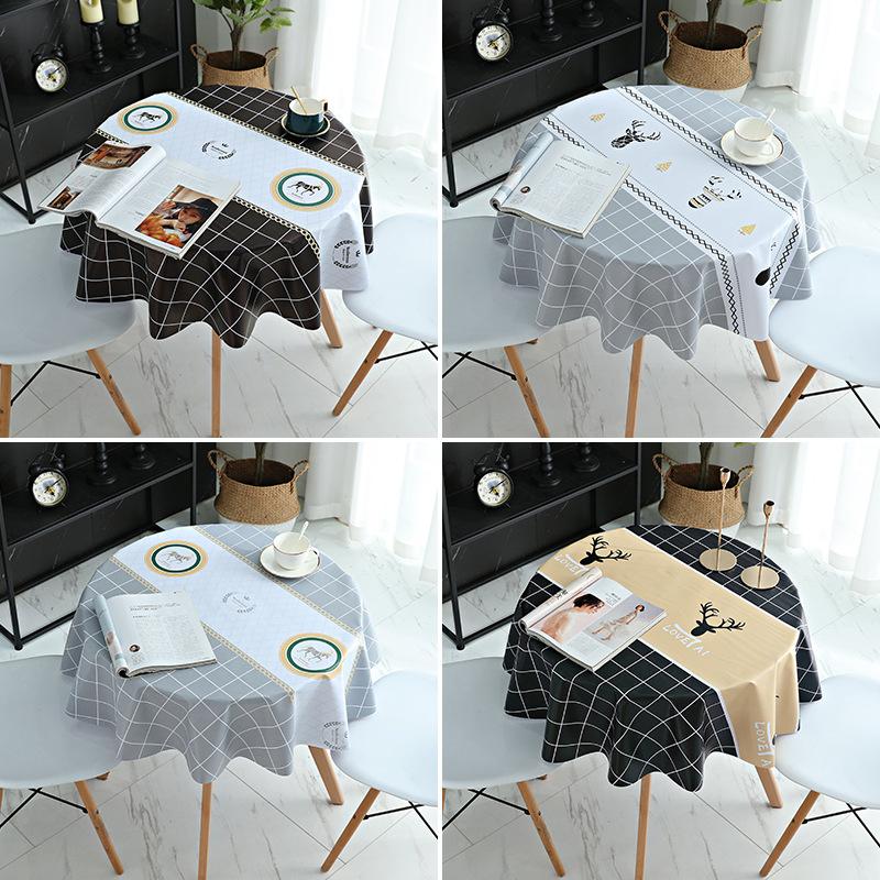 Round Table Tablecloth Pvc Dining Table Cloth Waterproof, Oil-Proof, Anti-Scalding And Leave-In Household Coffee Table Small Round Tablecloth