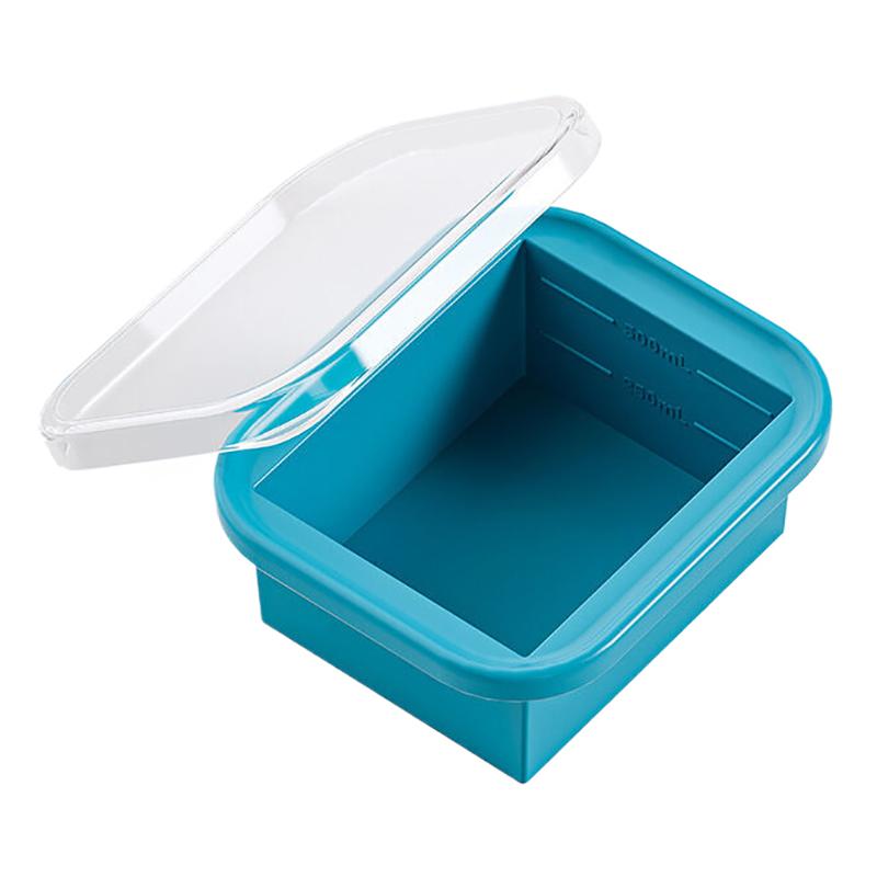 Silicone Freezing Tray With Plastic Lid Freezer Container Large Ice Molds Easy-Release Stackable For Food Storage & Meal Prep