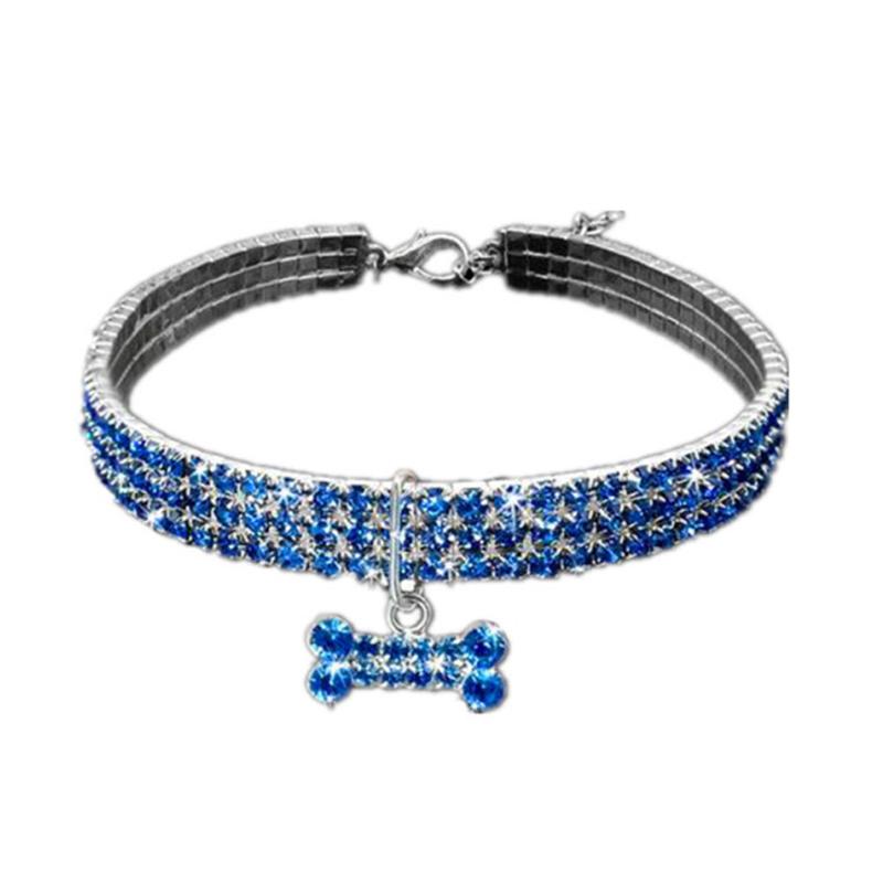 Cat Crystal Necklace Imitation Pearl Rhinestone Pendants Pearl Necklace Dog Collar Collar for Cats Dogs Pet  Collier Collar Gato