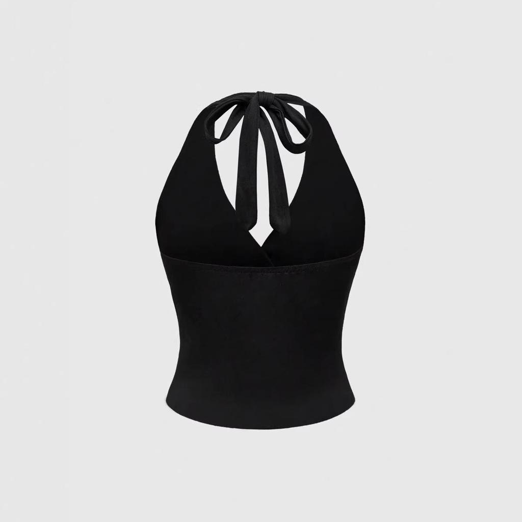 2026 European Summer Solid Color Spaghetti Strap Halter Vest: Versatile, Slimming, Sexy Sleeveless Top for Women
