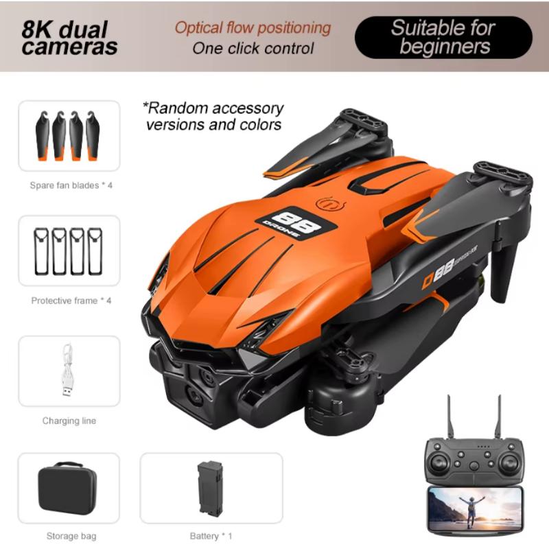 2025 New D88 RC Mini Drone 8K HD Dual Camera Aerial Photography Optical Flow Hovering Gesture Shooting Folding Quadcopter Toy Gift