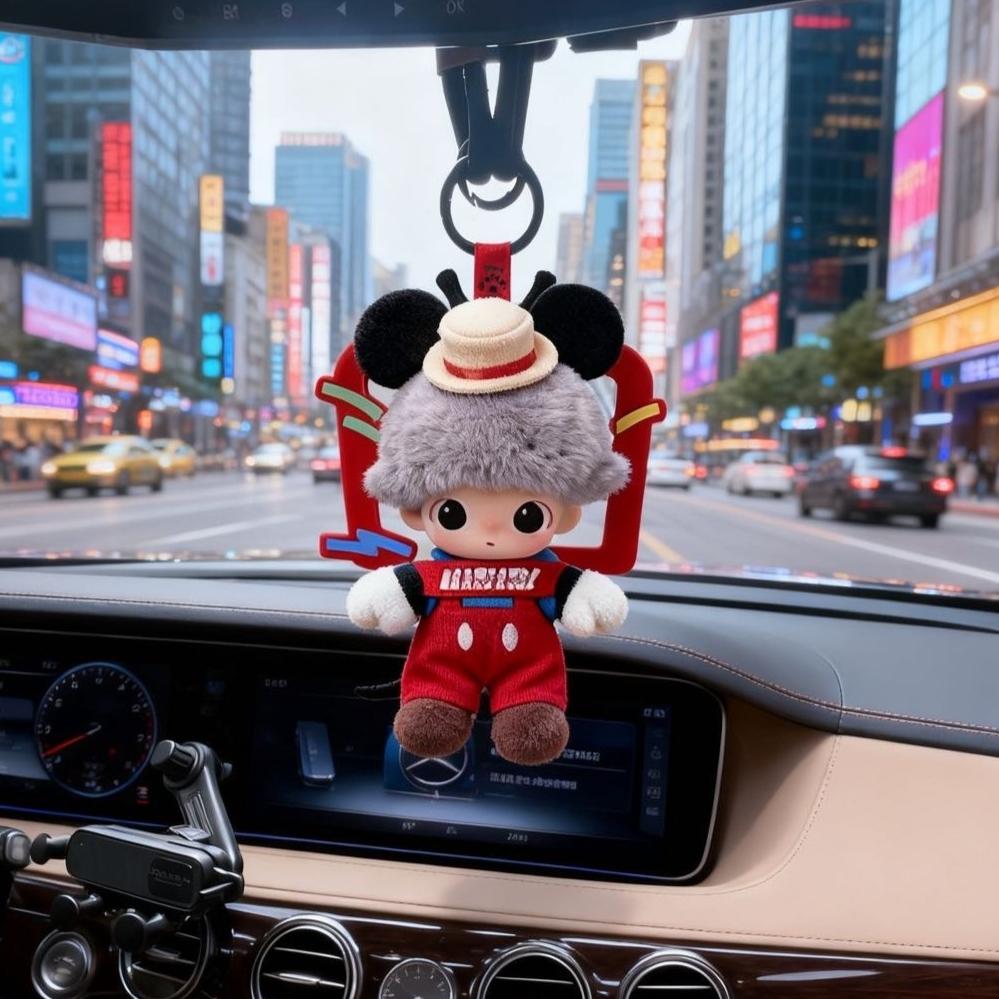 Car plush ornament LABUBU DIMOO WORLD Series Vinyl Face Original Blind Box Toys Action Anime Figure Doll  Christmas Gift  Air outlet ornament