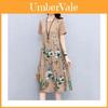 Vintage Blumenprint A-Linien-Kleid Mit Knopfleiste Für Damen Sommer Freizeitkleidung