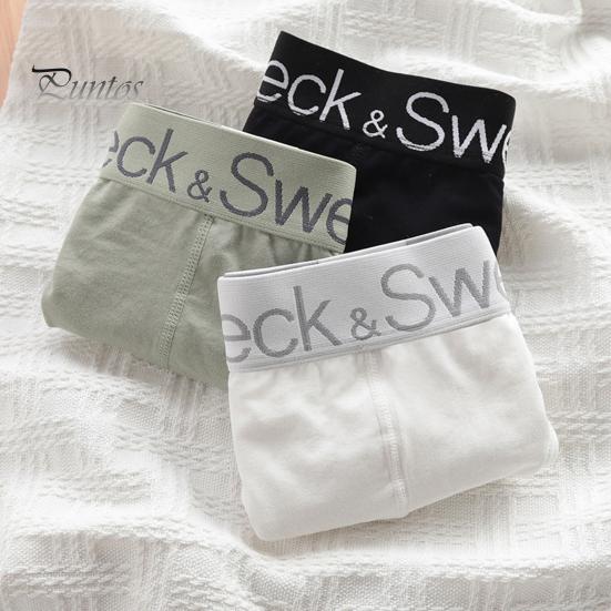 Dreieckige Unterwäsche für Herren, einfarbige Shorts mit Buchstabendruck, atmungsaktiv, lockere Unterhose mit breiter Krempe für Teenager zum täglichen Tragen und Schlafen