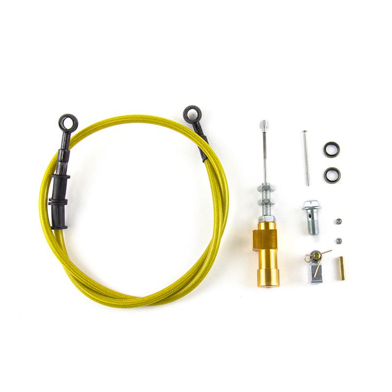 CNC Motorcycle Hydraulic Clutch Master Cylinder Rod Brake Transfer Pump System+900mm Hose For Motocross Dir Bike ATV Universal Gold Set