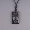 Lucky Bird Obsidian Power Stone Plate Necklace for Protection and Good Unisex [KOAI] "Owl" Hand-Carved Luck,