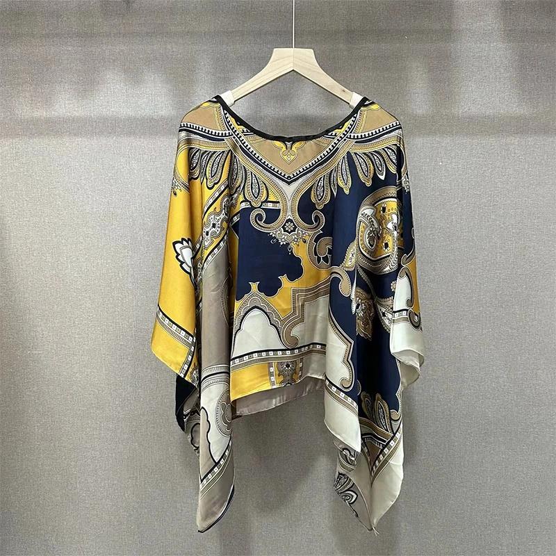 2025 Shawls Summer Beach Sexy Women Fashion Print Chiffon Smock Bikini Cover Up Loose Blouse Sunscreen Comfortable Poncho Hot