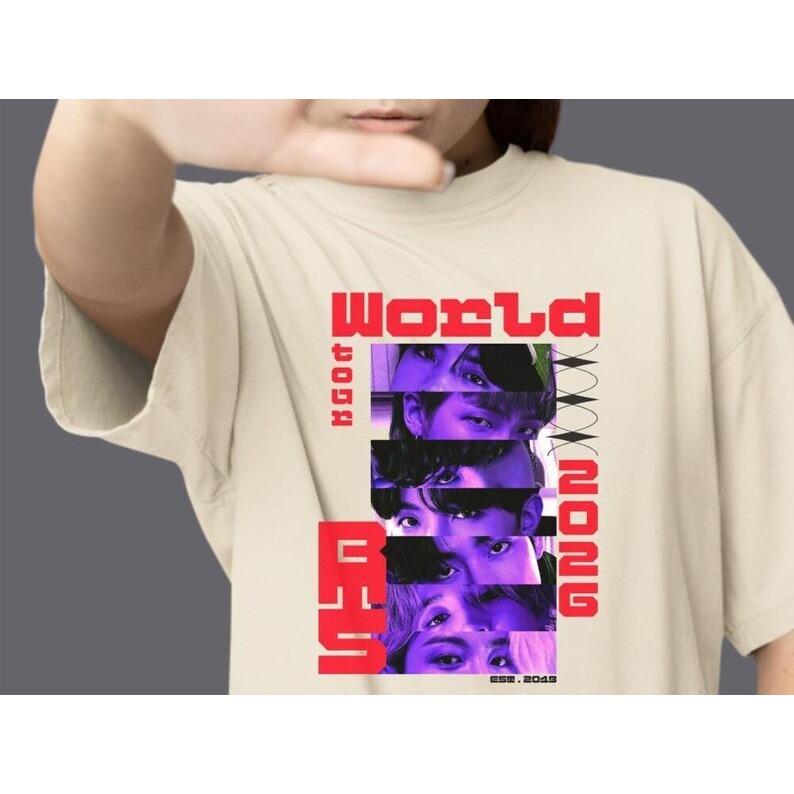 

BTS Мировое турне 2026 _ Возвращение Бантан Футболка, Фанат Kpop, Арми, Футболка с концерта BTS 2026, Подарок для фаната Хип-хоп Уличная одежда Оверсайз Футболка 4XL