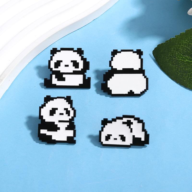 4 Styles Funny Mosaic Panda Design Enamel Brooches For Women Girls Backpack Dress Bag Pins Accessories