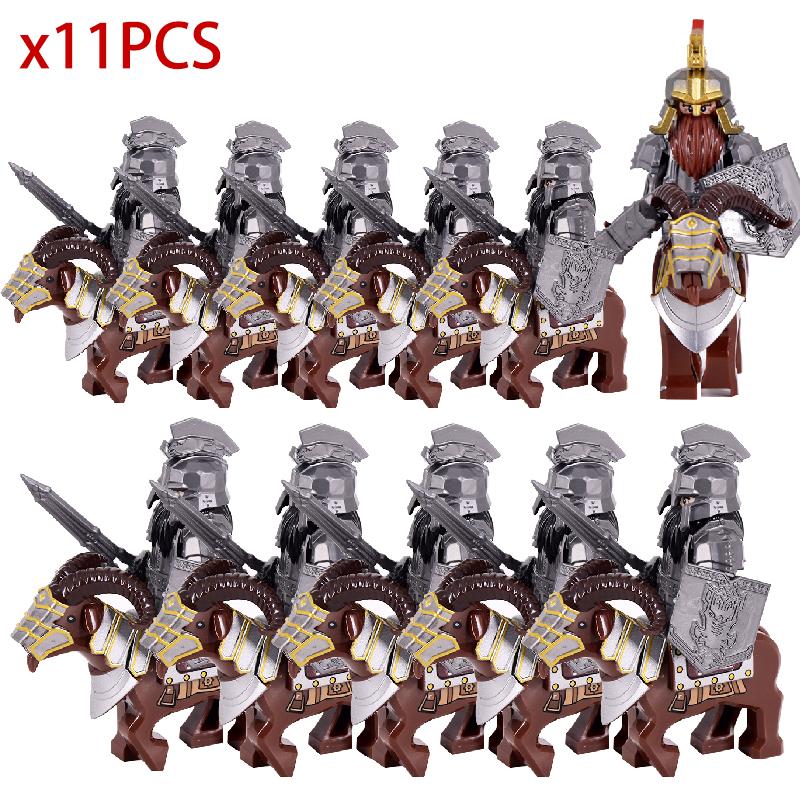 Mittelalterlicher Herr Ritter Zwergenführer Krieger Militärsoldat Figuren Reittier Ziege Schweine & Pferd Figur Baustein Spielzeug für Kinder