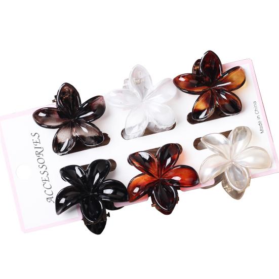 

6Pcs Hair Claw Vibrant Color Flower Shape Back Head Large Hair Clip Women Shark Hair Claw Lightweight Hair Accessory G