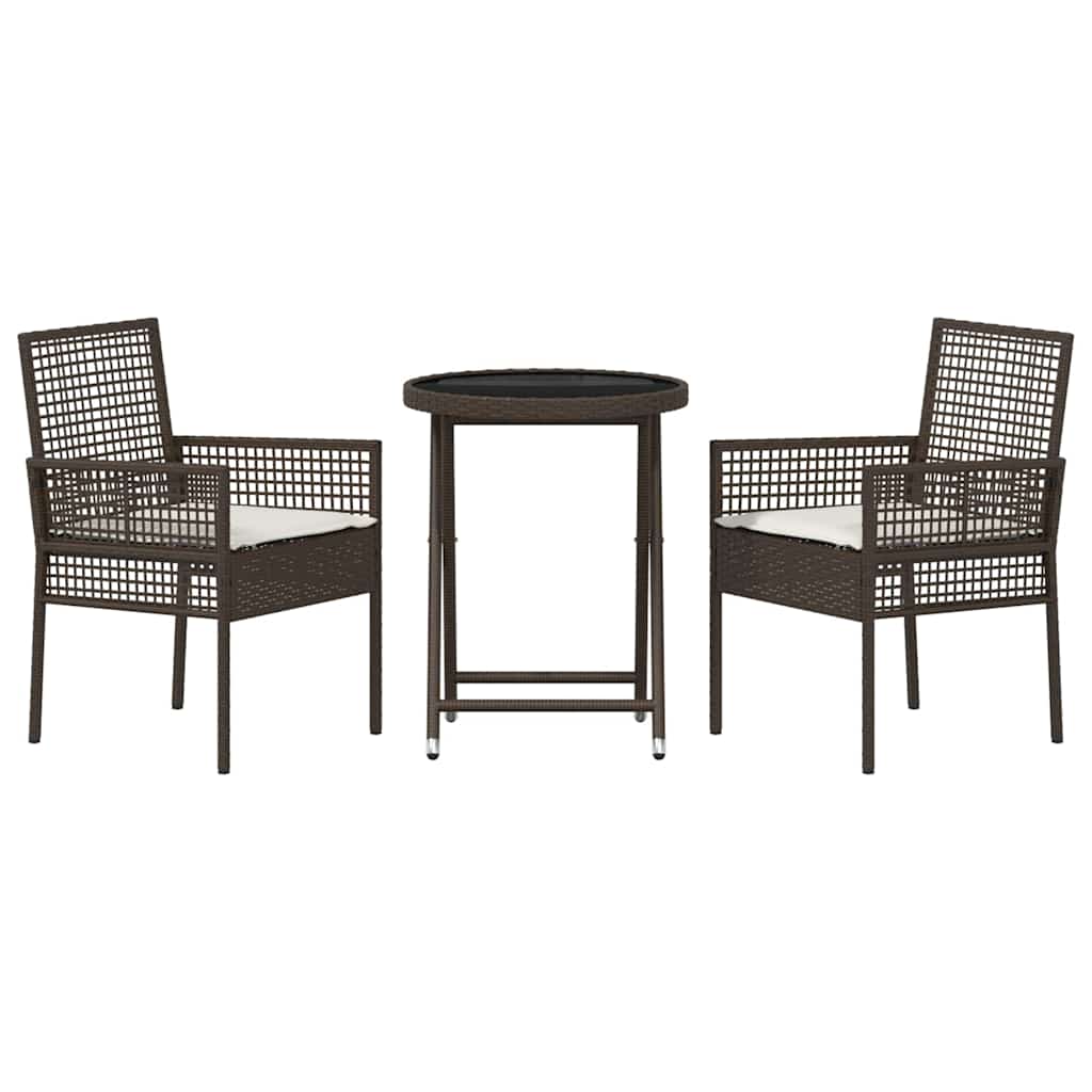 Garden Bistro Set 3 Pcs Brown Poly Rattan