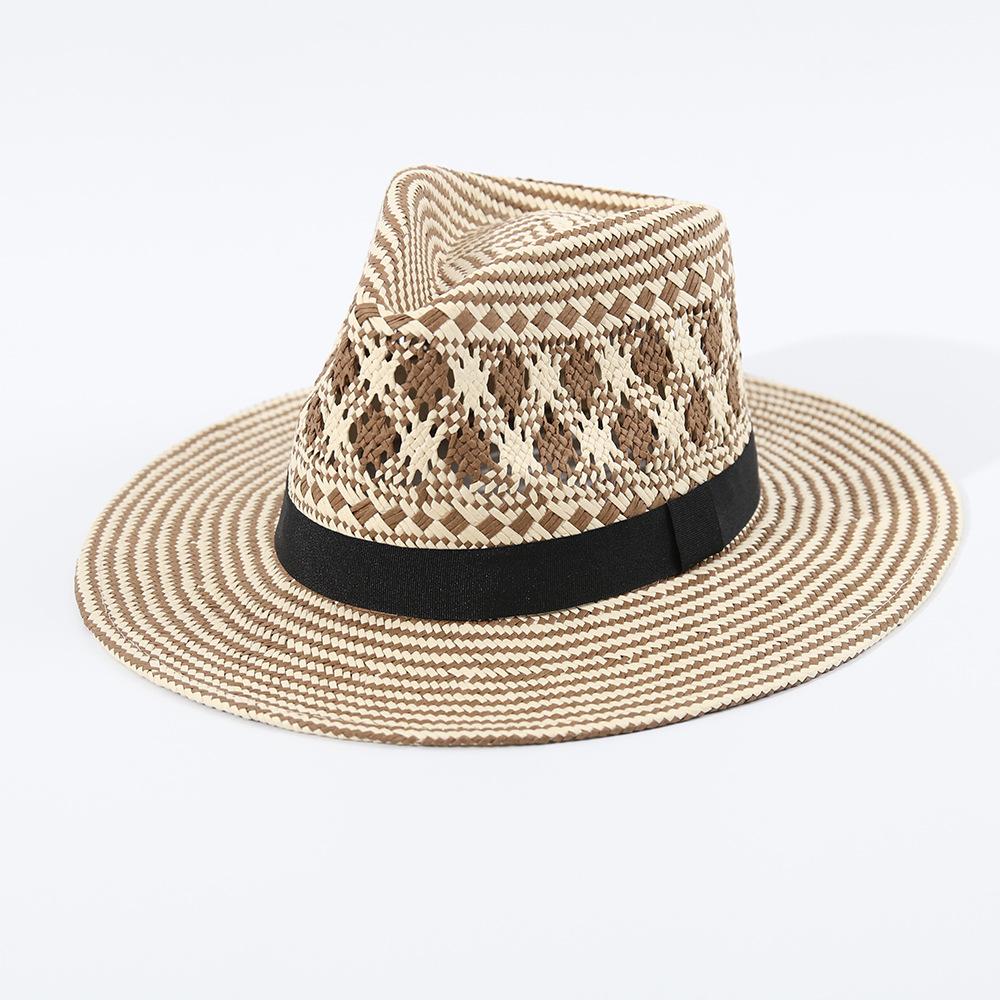 Summer Beach Hat Fashion Striped Hand Knitted Straw Hat Breathable Comfortable Sun Hat Clothing Matching