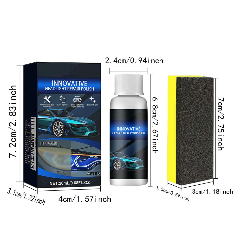 Sada pro renovaci světlometů Účinný čistič/obnovovač čoček světlometů automobilu s houbičkou, odstraňuje škrábance a oxidaci pro všechna vozidla