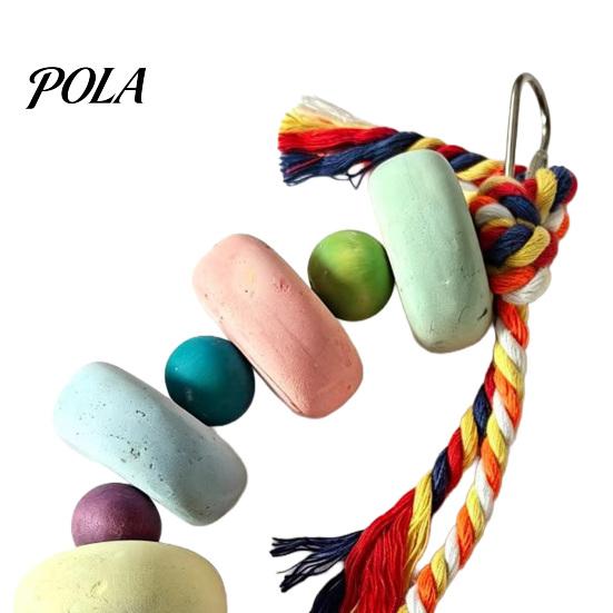 Parrot Beak Grinding Stone Stone, Colorful Beaded Chew Toy with Bell, Birdcage Care Hanging for African Grey Cockatiels Budgies Anxiety And