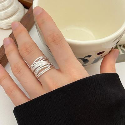 Adjustable Multi-layer Intersecting Lines Ring for Women - Fashionable Hip Hop & Cool Style