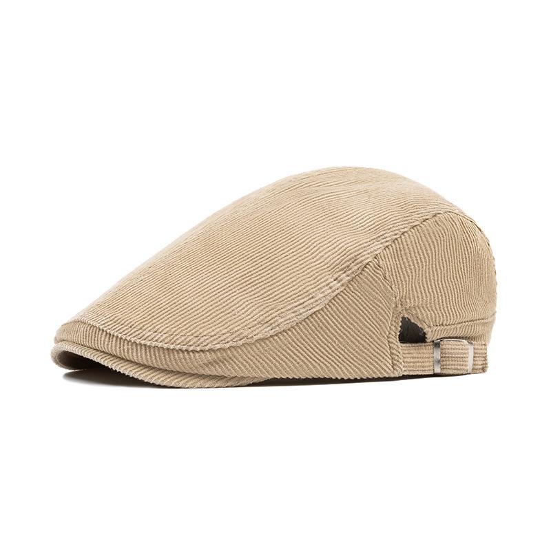 Men's Corduroy Cotton Newsboy Cap - Soft Brim Autumn Beret, Large Size, British Style Pageboy Hat