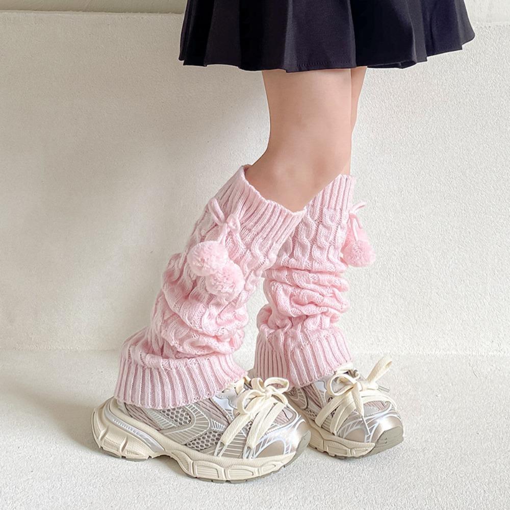 Korean Style Children's Sock Cover Plush Leg Cover Hairball Long Stacked Socks  Autumn and Winter