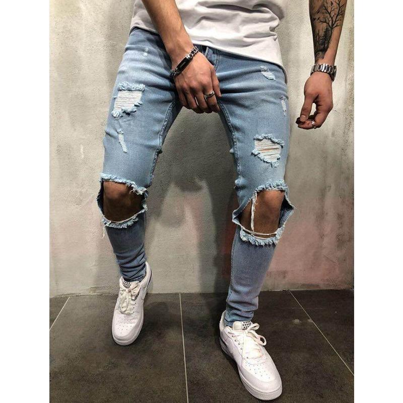 MAITA Jeans New Style Рваные облегающие мужские брюки Мужские брюки S