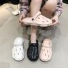 2025 Summer New Hole Shoes Women's Summer Wear Fashion Beach Platform Non-slip Sandals Bag Head Half Slippers Women