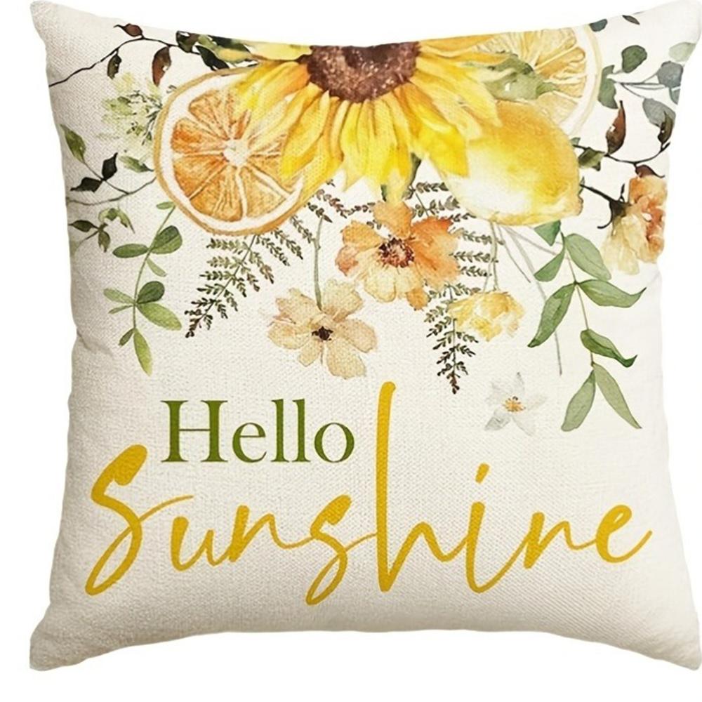 Sunflower Lemon Floral Pillow Cases - “Sunshine In My Soul” Bright DecorLiving Room Sofa Cushion Cover, Bedroom Room Decoration