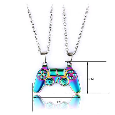 Magnetic Couple Necklace, Metal Alloy Gamepad Pendant Necklace Game Console