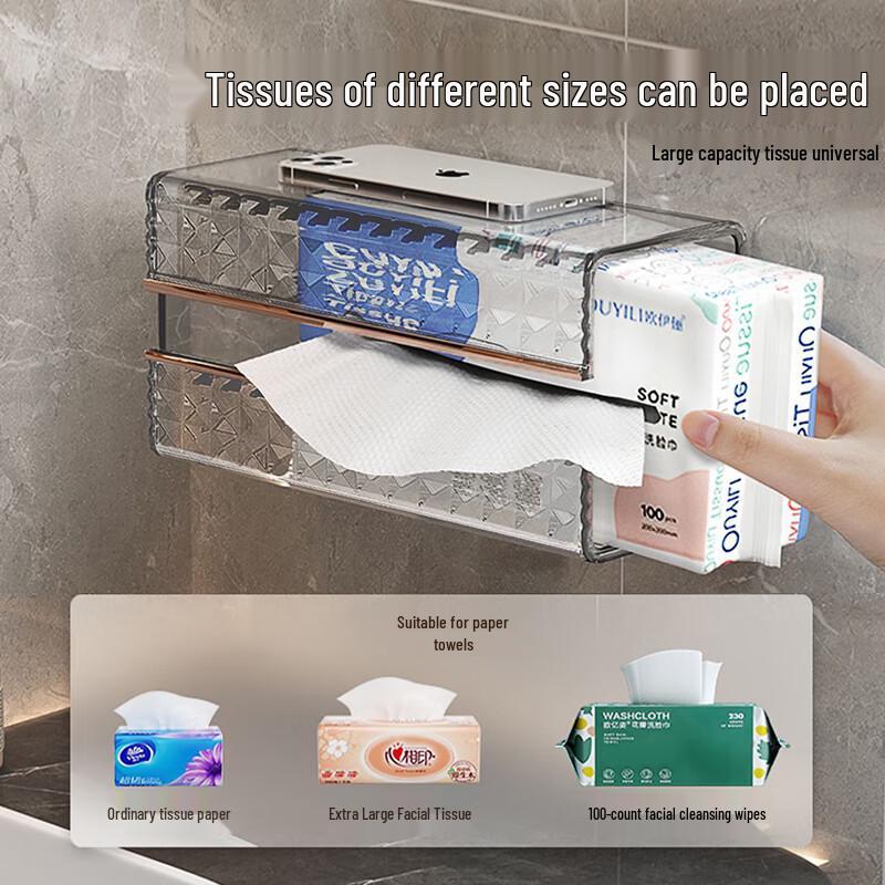 Jia Bang Shou Wall-Mounted Tissue Box and Facial Towel Holder