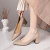 Pointed Toe High Heels Pumps Women New Korean Style Pointed Shallow Mouth Thick Heel Shoes Sapatos De Mujer