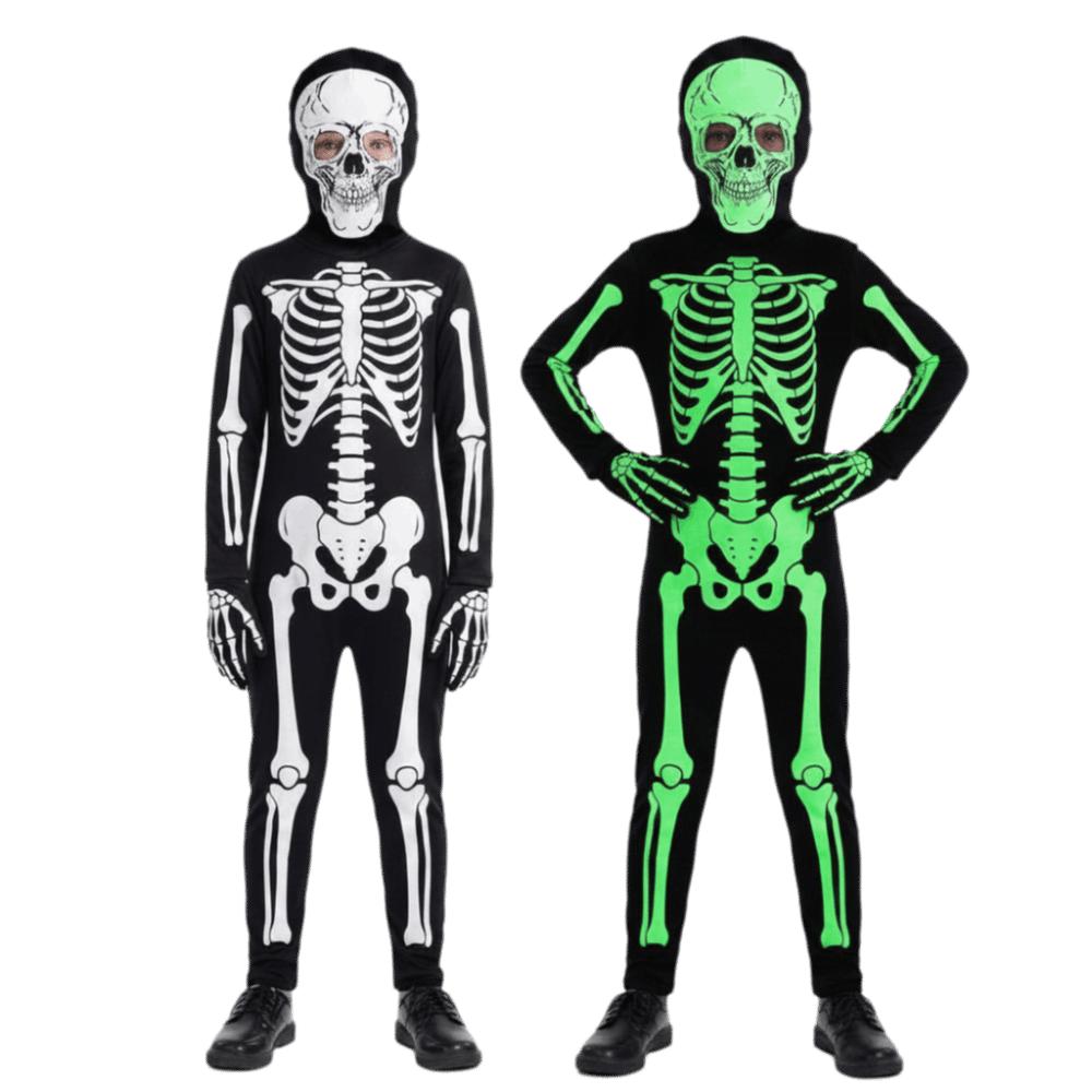 Luminous Cosplay Skeleton Suit Fabric Luminous Kids Dress Grim Reaper Costume  Stage Performance